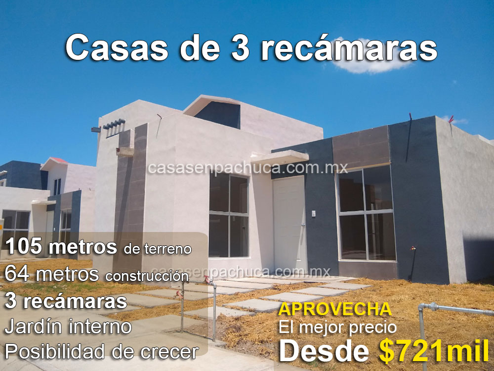 casas nuevas en venta en pachuca 3 recámaras con crédito infonavit cerca de cdmx